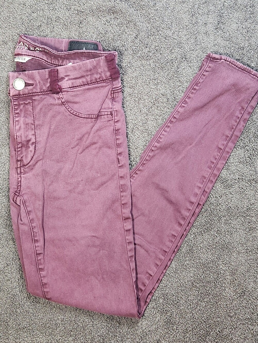 Burgundy American Eagle Outfitters Low Rise Super Skinny Pants
